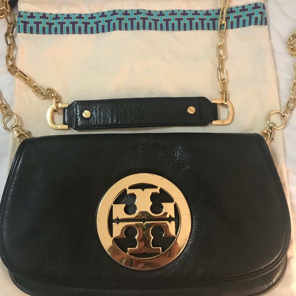 Tory Burch Black Leather Reva Clutch